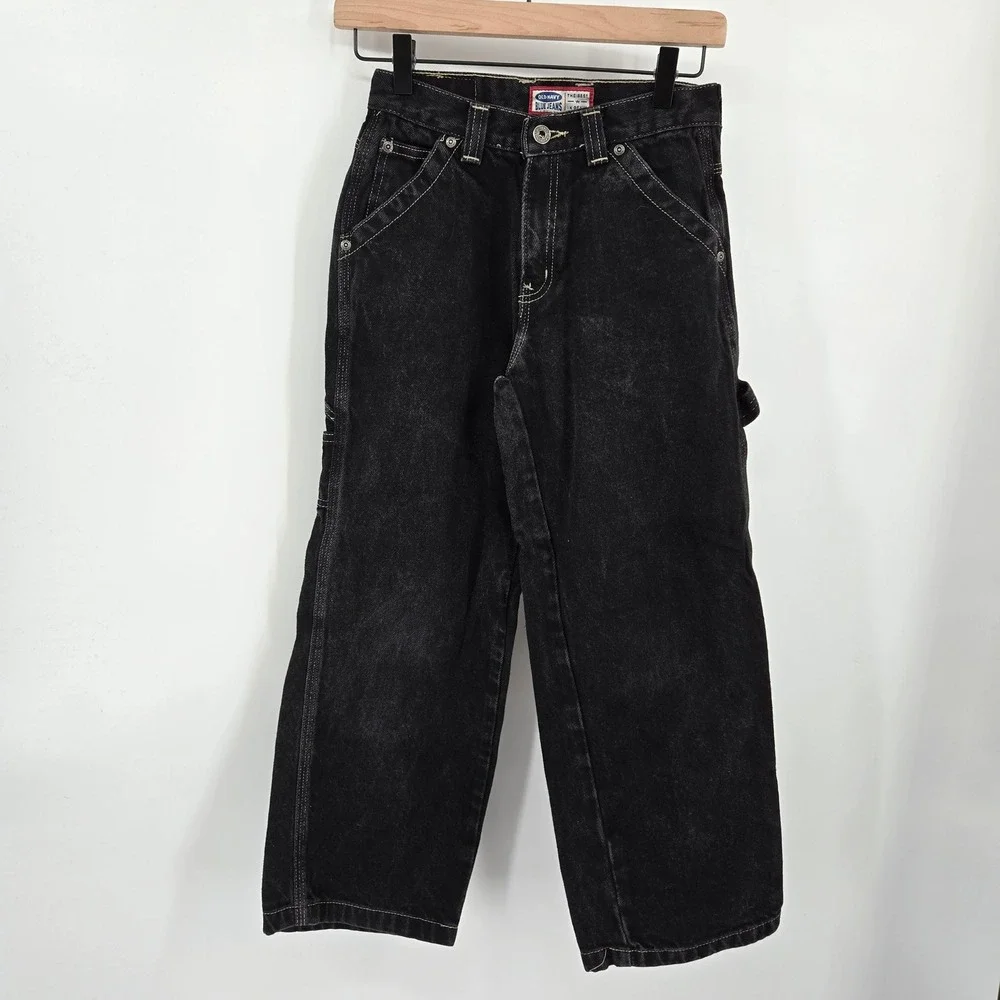 Old Navy Dungarees Black Carpenter Jeans Size 10 Vintage Y2K‎ Gorpcore Grunge
